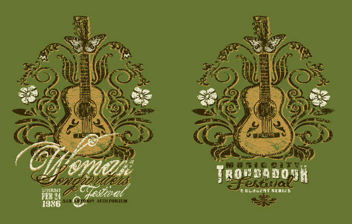 Songwriters music fest green by Greg Dampier - Illustrator & Graphic Artist of Portland, Oregon